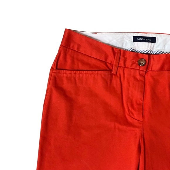 Lands’ End Red Orange Chino Pants Size 2 Straight Leg Ankle Cropped Cotton - Picture 4 of 9